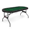 PEXMOR 8 Player Foldable Poker Table, Folding Texas Holdem Blackjack Casino Game Table w/Deeper Stainless Steel Cup Holders| Casino-Grade Felt| Water-Resistant Cushioned Rail, Fully Assembled view 1