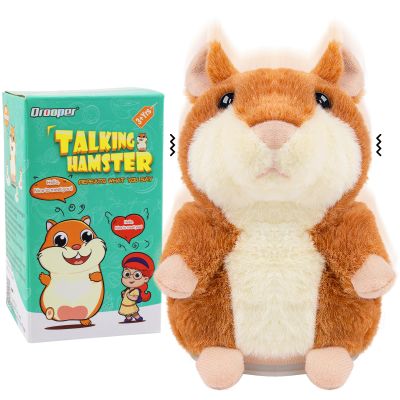 Qrooper Talking Hamster - Toddler Stuffed Animal Toys for Boys Girls 2 3 4 5 6 Year Old - Repeats What You Say - Interactive Plush Sensory Companion Toy for Kids Birthday Valentines Day Easter Gifts