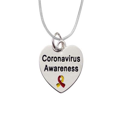 10 Pack Virus Awareness Heart-Shaped Necklaces Inexpensive Virus Awareness Necklaces for Fundraising and Awareness