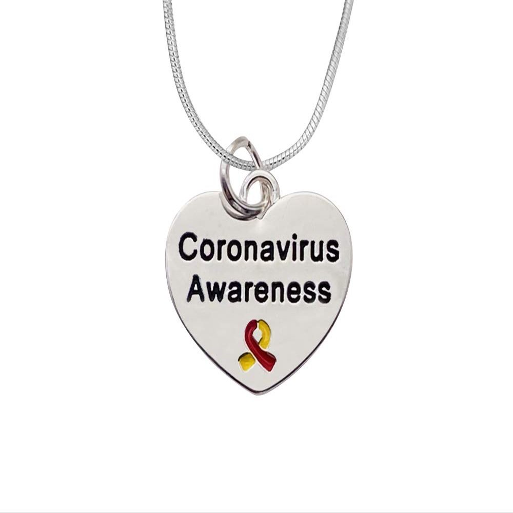 10 Pack Virus Awareness Heart-Shaped Necklaces Inexpensive Virus Awareness Necklaces for Fundraising and Awareness