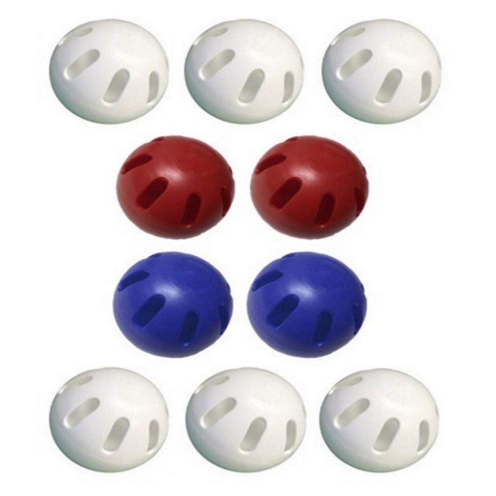 WIFFLE Ball 10 Bulk Pack Includes Set of 2 Red, 2 Blue and 6 White All Official Wiffle Balls
