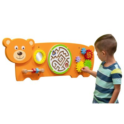 SPARK & WOW Bear Activity Wall Panel - Ages 18m+ - Montessori Sensory Wall Toy - 4 Activities - Busy Board - Toddler Room Dcor