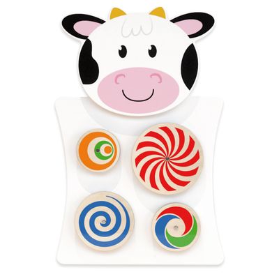 SPARK & WOW - 50677 Cow Activity Wall Panel - 18m+ - Toddler Activity Center - Wall-Mounted Toy - Busy Board Decor for Bedrooms, Daycares and Play Areas