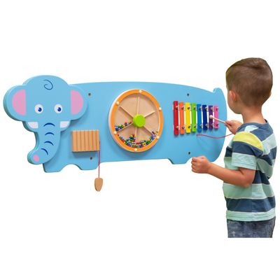 SPARK & WOW Elephant Activity Wall Panel - Ages 18m+ - Montessori Sensory Wall Toy - 3 Activities - Busy Board - Toddler Room Dcor