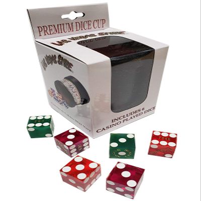 Cyber-Deals Premium Dice Cup with 3 Pairs 19mm Authentic Nevada Casino Table-Played Craps Dice