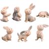 MAOMIA 7 Pcs Rabbit Figures for Kids, Animal Toys Set Cake Toppers, Rabbit Fairy Garden Miniature Figurines Collection Playset for Christmas Birthday Gift Desk Decoration view 1