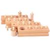 Adena Montessori Wooden Small Cylinders Block,Knobbed Cylinder Socket,Montessori Materials Wooden Cylinders Ladder Blocks,Sensorial Educational Tools Preschool Early Learning Toys for Kids (Set of 4) view 1
