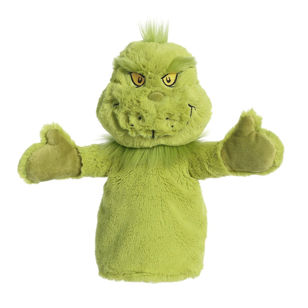 Aurora Whimsical Dr. Seuss Grinch Hand Puppet Stuffed Animal - Officially Licensed Plush for Imaginative Play - Perfect for Kids and Adults - Green 10 Inches