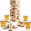 ArtCreativity Tumbling Tower Drinking Games for Adults, with 4 Glasses and 48 Wooden Blocks with Challenges, Fun House Adult Party Games for Game Night, Great Gift Idea for Everyone view 1