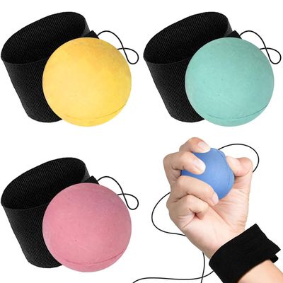 ArtCreativity Foam Return Balls Set of 4  2.25" Durable Rebound Balls with String, Assorted Colors, Fun Wrist Ball Toys for Kids, Party Favors, Carnival Prizes, Gifts for Boys & Girls, Indoor Play