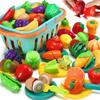 70 PCS Cutting Play Food Toy for Kids Kitchen, Pretend Fruit &Vegetables Accessories with Shopping Storage Basket, Plastic Mini Dishes and Knife, Educational Toy for Toddler Children Birthday Gift view 1