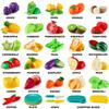 70 PCS Cutting Play Food Toy for Kids Kitchen, Pretend Fruit &Vegetables Accessories with Shopping Storage Basket, Plastic Mini Dishes and Knife, Educational Toy for Toddler Children Birthday Gift view 2