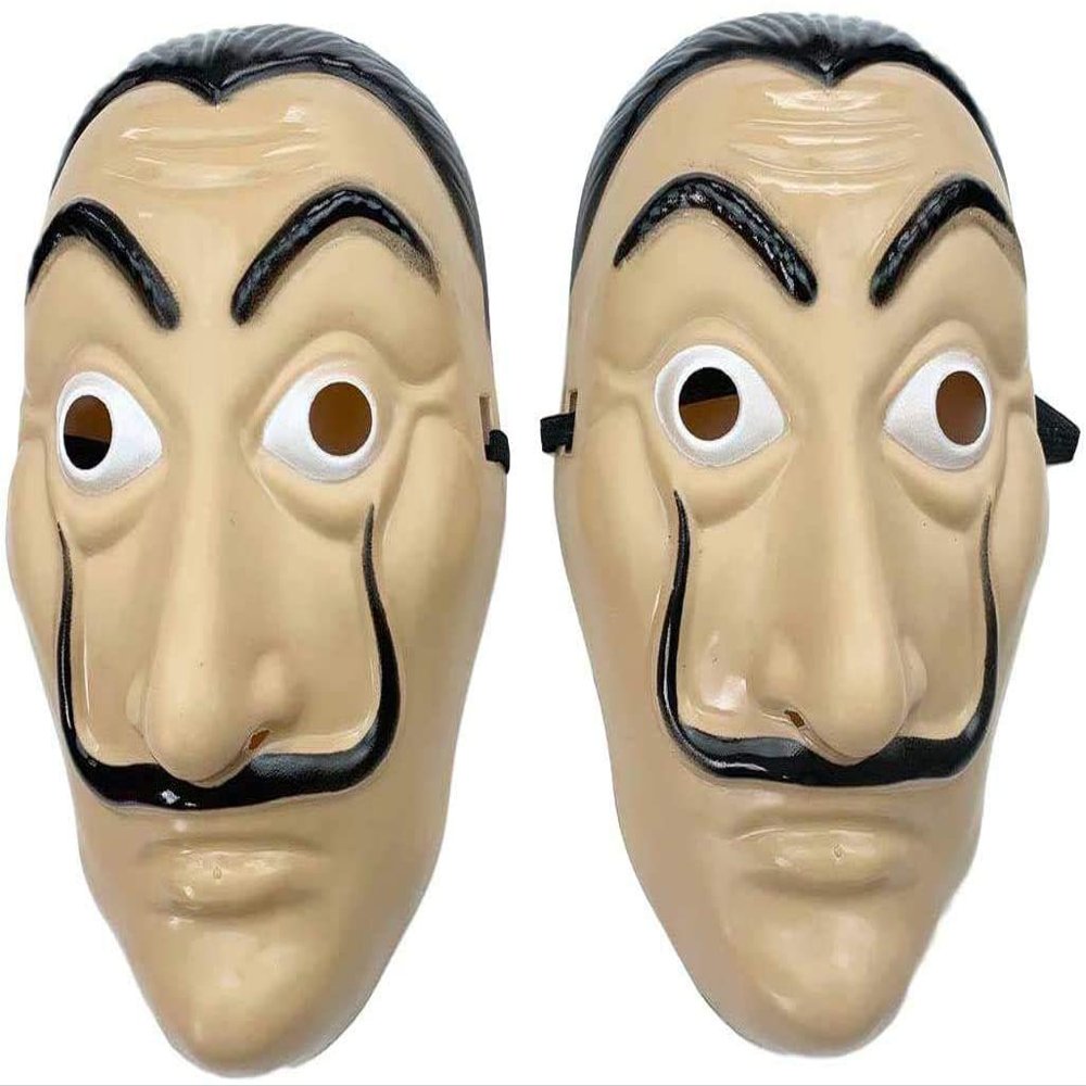 AMARONE Money robbery mask salvador Dali MaskCosplay halloween mask Realistic Movie Prop Face Mask 2pack