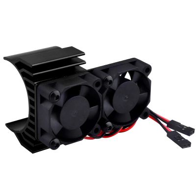 HobbyPark Aluminum 540 Motor Heat Sink w/Cooling Twin Fans fit 550 3650 Size Brushless Engine Motor for 1/10 RC Car Truck Buggy Crawler (Black)