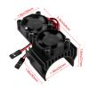 HobbyPark Aluminum 540 Motor Heat Sink w/Cooling Twin Fans fit 550 3650 Size Brushless Engine Motor for 1/10 RC Car Truck Buggy Crawler (Black) view 2