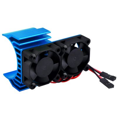 HobbyPark Aluminum 540 Motor Heat Sink w/Cooling Twin Fans fit 550 3650 Size Brushless Engine Motor for 1/10 RC Car Truck Buggy Crawler (Blue)
