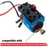 HobbyPark Aluminum 540 Motor Heat Sink w/Cooling Twin Fans fit 550 3650 Size Brushless Engine Motor for 1/10 RC Car Truck Buggy Crawler (Blue) view 2