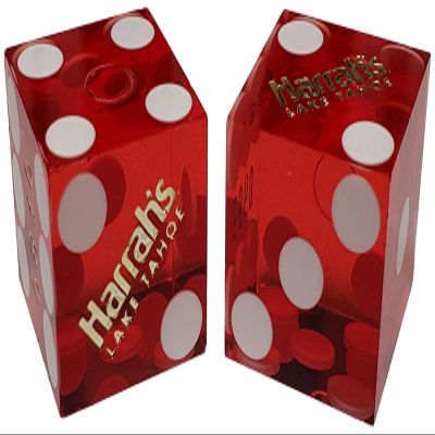 Authentic Nevada Craps Dice - Wide Selection Genuine Casino Table-Played Dice Pairs from Lake Tahoe, Reno & Other Nevada Destinations (Non-Matching, Lake Tahoe Harrah's - Red Polished)