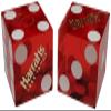 Authentic Nevada Craps Dice - Wide Selection Genuine Casino Table-Played Dice Pairs from Lake Tahoe, Reno & Other Nevada Destinations (Non-Matching, Lake Tahoe Harrah's - Red Polished) view 1