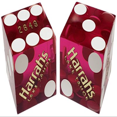 Cyber-Deals 19mm Craps Dice Pair - Authentic Nevada Casino Table-Played Dice - Lake Tahoe Harrah's (Purple Polished)