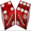 Wide Selection of 19mm Craps Dice Pairs - Authentic Las Vegas Casino Table-Played (Non-Matching, Lake Tahoe Harvey's - Red Polished) view 1