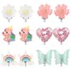 6Pairs Crystal Unicorn Clip On Earrings for Little Girls, Rainbow Clip-on Jewelry Butterfly Earrings Toddler Girls Dress Up Jewelry view 1