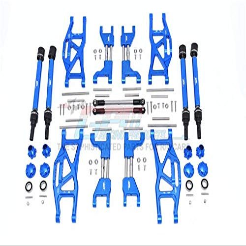 GPM For Traxxas 1/10 Maxx 4WD Monster Truck (89076-4) Upgrade Parts Aluminum F&R Arms + F&R Drive Shaft + Hex + Wheel Lock + Front Steering Tie Rod Combo Pack- 84Pc Set Blue