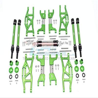 GPM For Traxxas 1/10 Maxx 4WD Monster Truck (89076-4) Upgrade Parts Aluminum F&R Arms + F&R Drive Shaft + Hex + Wheel Lock + Front Steering Tie Rod Combo Pack- 84Pc Set Green