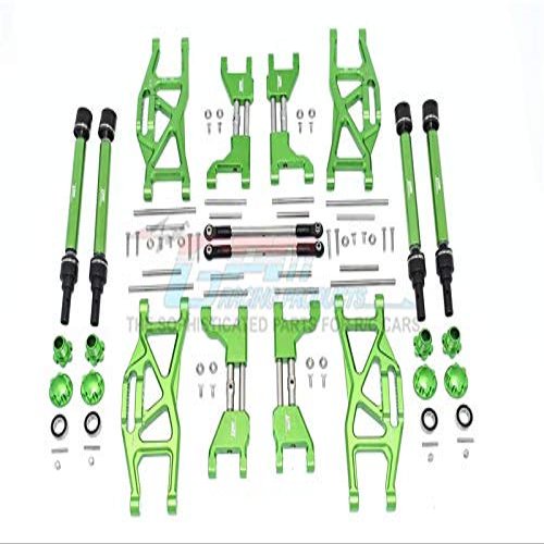 GPM For Traxxas 1/10 Maxx 4WD Monster Truck (89076-4) Upgrade Parts Aluminum F&R Arms + F&R Drive Shaft + Hex + Wheel Lock + Front Steering Tie Rod Combo Pack- 84Pc Set Green