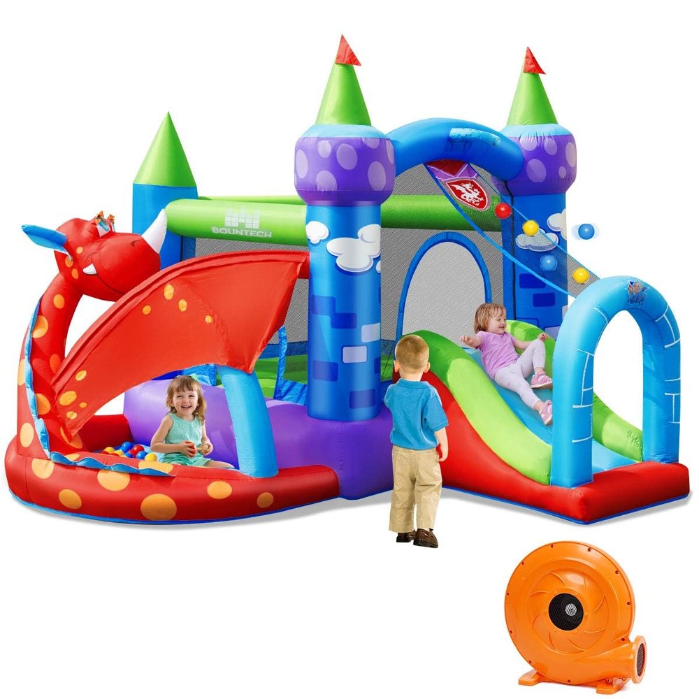 BOUNTECH Inflatable Bounce House, Dragon Bouncy House for Kids Indoor Outdoor Party w/Jump Area, Basketball Rim, Toddler Jump Castle Bounce House with 740w Blower Included for Backyard Birthday Gifts
