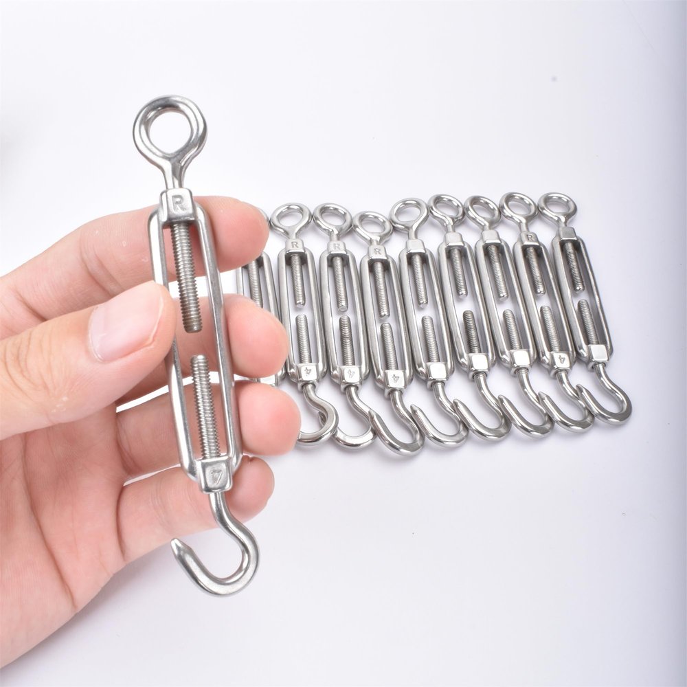 10Pcs M4 Turnbuckles,Alele Clothesline Tightener,Stainless Steel 304 Turnbuckle,Suitable for Tighten Taut Rope (M4 Turnbuckles 10 Pack New)