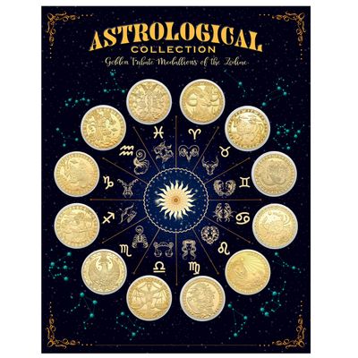 American Coin Treasures Astrological Medallions of The Zodiac | 12 Signs Acrylic Capsules Matted Card | Reverse Displays Zodiac Calendar