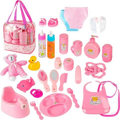 fash n kolor My Sweet Baby Disappearing Doll Feeding Set | Baby Care 6 Piece Doll Feeding Set (38 pc Set)
