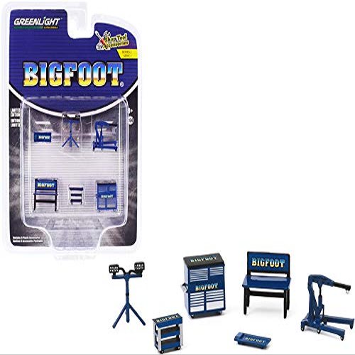 Green Light New Bigfoot Monster Truck 6 Piece Shop Tools Set Shop Tool Accessories Series 2 1/64