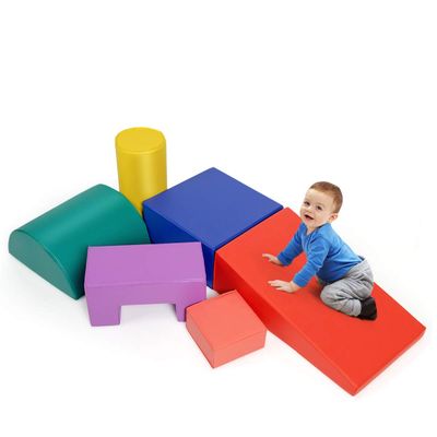 Costzon 6-Piece Kids Crawl and Climb Foam Play Set, Colorful Babys Foam Blocks to Crawling, Climbing, Walking, Childrens Educational Software Composite Toy for Toddlers, Preschoolers (Primary)