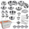 Tiny Classic Stainless Steel Kitchen Toys Cooking Utensils Set-Pretend Play Pots Pans Toy Cookware Kits for Kids Cooking Utensil Set Interactive Learning Role Play Educational Toys for Kids Mini Size view 1