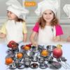 Tiny Classic Stainless Steel Kitchen Toys Cooking Utensils Set-Pretend Play Pots Pans Toy Cookware Kits for Kids Cooking Utensil Set Interactive Learning Role Play Educational Toys for Kids Mini Size view 3