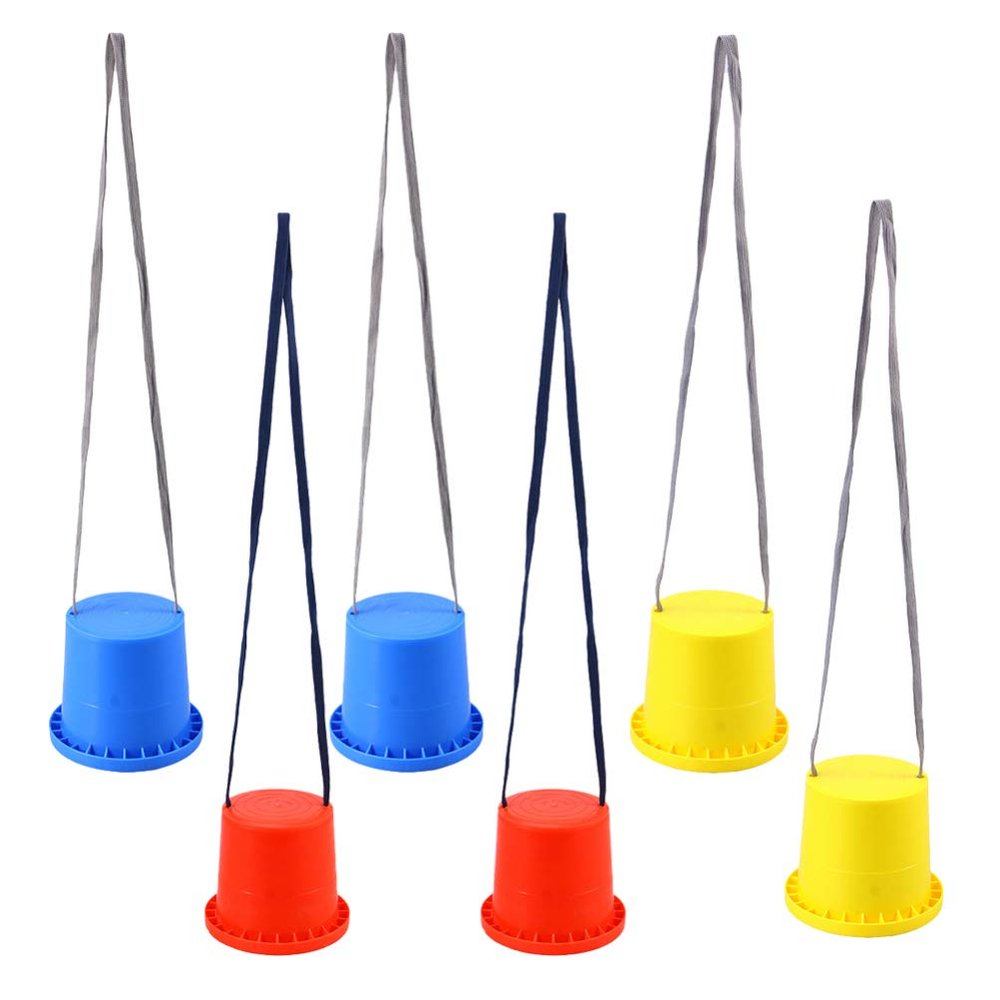 3 Pairs Bucket Stilts Plastic Walking Cups Children Kids Stepper Toy Walking Stilts Balance Buckets for Balance Training Outdoor stilts walking toy Activities kids bucket stilts (Random Color)