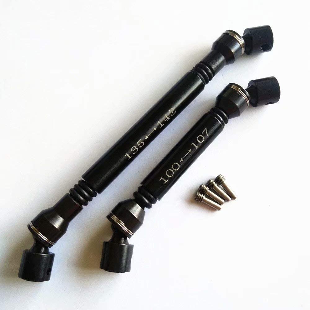 2pcs Heavy Duty Steel + Aluminum Drive Shaft Black for Axial SCX10 II AX90046