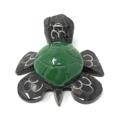 Happy Aloha Hawaiian Hand Carved Natural Marble Turtle Assorted (Green, 1.5-inch)