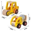 Wooden Push Car Toys for Infants 12-18 Months, 2 Pcs Baby Vehicle Toys Hand Push Car for 1 2 Year Old Boys Girls (Cement Truck + Road Roller) view 2