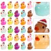50pcs Miniature Ducks Ornament, Glow in The Duck Figurine with Xmas Hat Micro Landscape Garden Dollhouse Decoration Christmas Party Supplies view 4