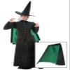 Women's Black Outer Shell Green Satin Lining Witch Cape - ST view 2