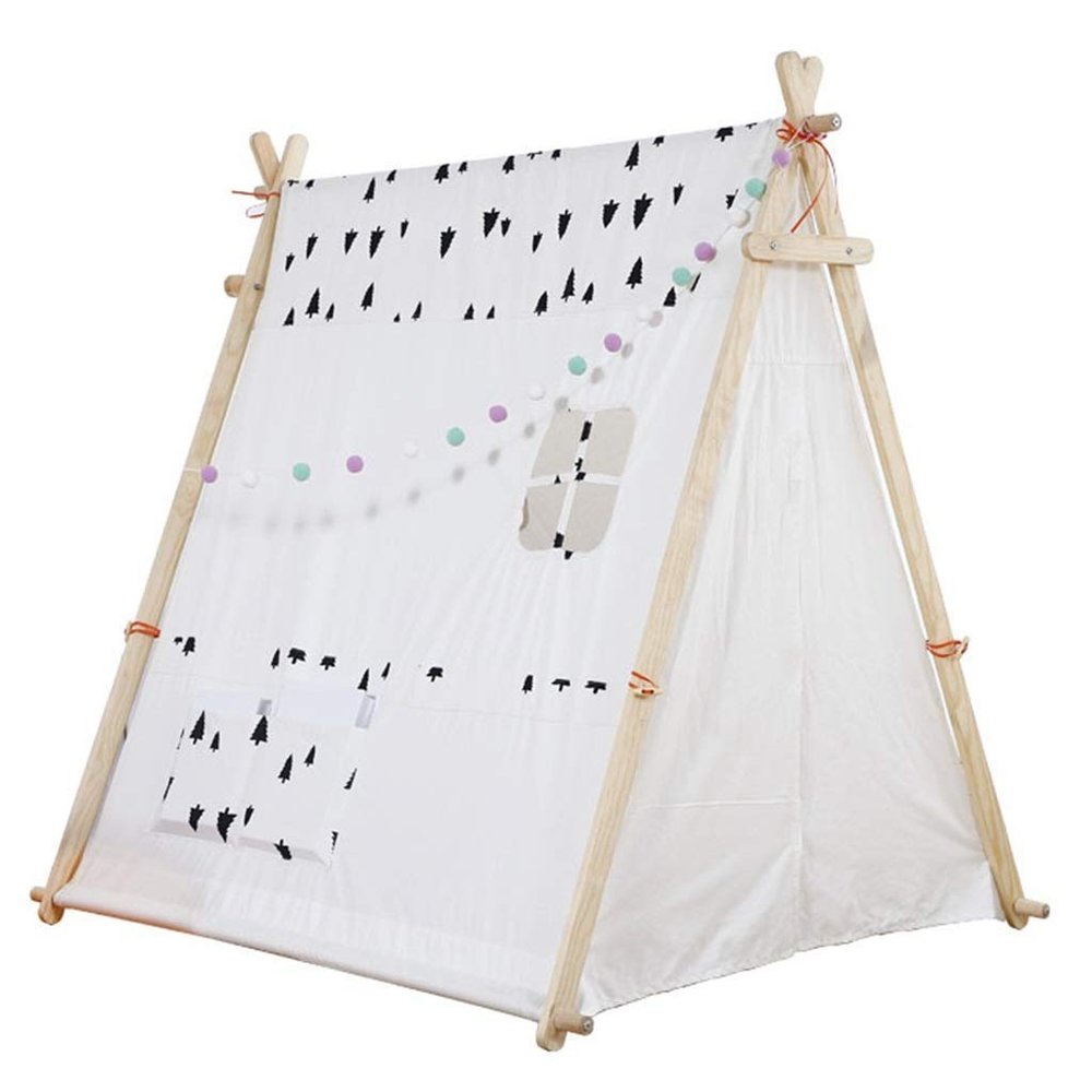 Children's Tent, Game House Princess Room Fantasy Castle Triangle Architecture Cotton Canvas Portable (Color : A)