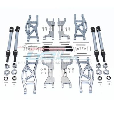 GPM Alum F&R Upp+Low Arms+F&R Adj CVD Drive Shaft+Hex Adap+Whl Lock Grey : M_A_X_X