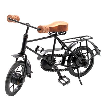 Mythrojan Decorative Wooden Metal Cycle/Bicycle for Desktop Crafts Bike Miniature Home Decoration for Gifts (Black & Brown)- 10 Inches