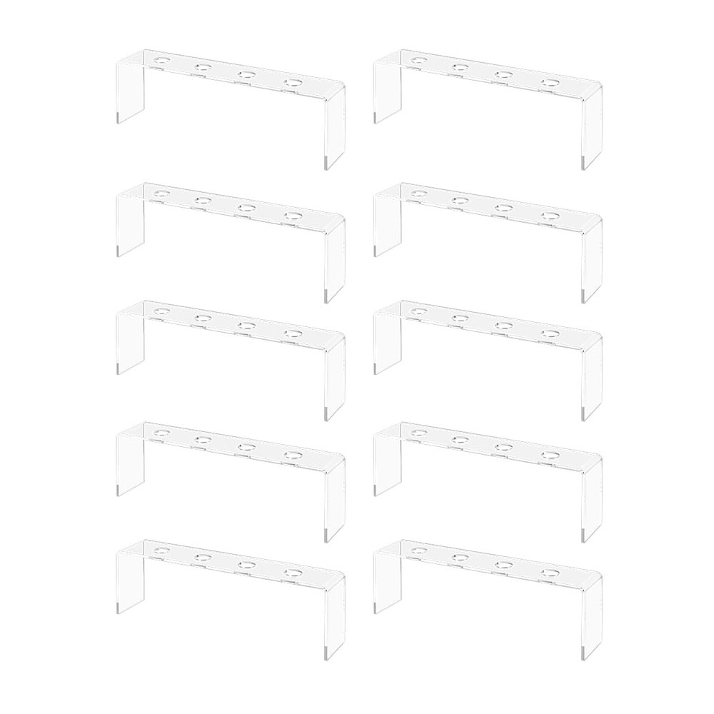 Marketing Holders 10 Pack Acrylic Wine Bottle Stopper Display Clear 4 Slot 9.75 Inch Wide x 2 Inch Deep Bar Organizing Riser with .75 Inch Holes Countertop Pedestal Stand Bar Organizer