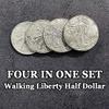 ZQION Four in One Walking Liberty Half Dollar Set Magic Tricks Coin Appear Vanish Magician Close Up Illusion Mentalism view 2