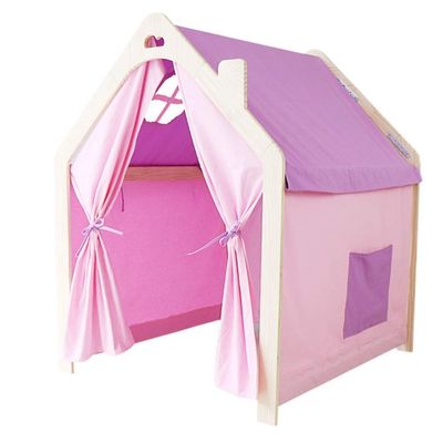 Children's Tent, Indoor Game House Castle Cotton Canvas Window Princess Room (Color : Pink, Size : #2)
