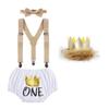 Baby Boy First Birthday Cake Smash Outfit Wild One Lion Photo Props Y-back Suspender Diaper Cover Shorts Pants Bow Tie King Crown 4pcs Clothes Set White 6-12 Months view 1